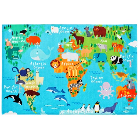 Dywan Obsession Kids Fashion TORINO KIDS 233 WORLD MAP kolorowy mapa świata miękki poliester chenille